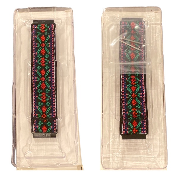 COPY - Fitbit Versa 2 Versa Lite Soft Nylon Fabric Green Floral Embroidered - Picture 2 of 8